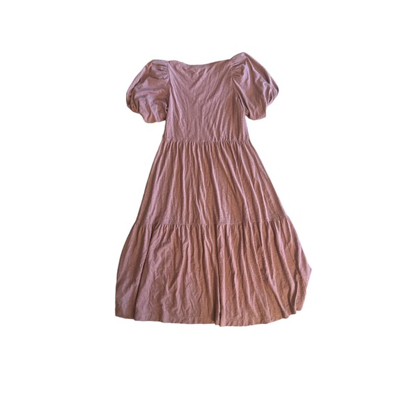M Nation Ltd Geri Balloon Slv Mauve Pink Pima Cotton Midi Peasant Dress Santa Fe - Picture 3 of 5